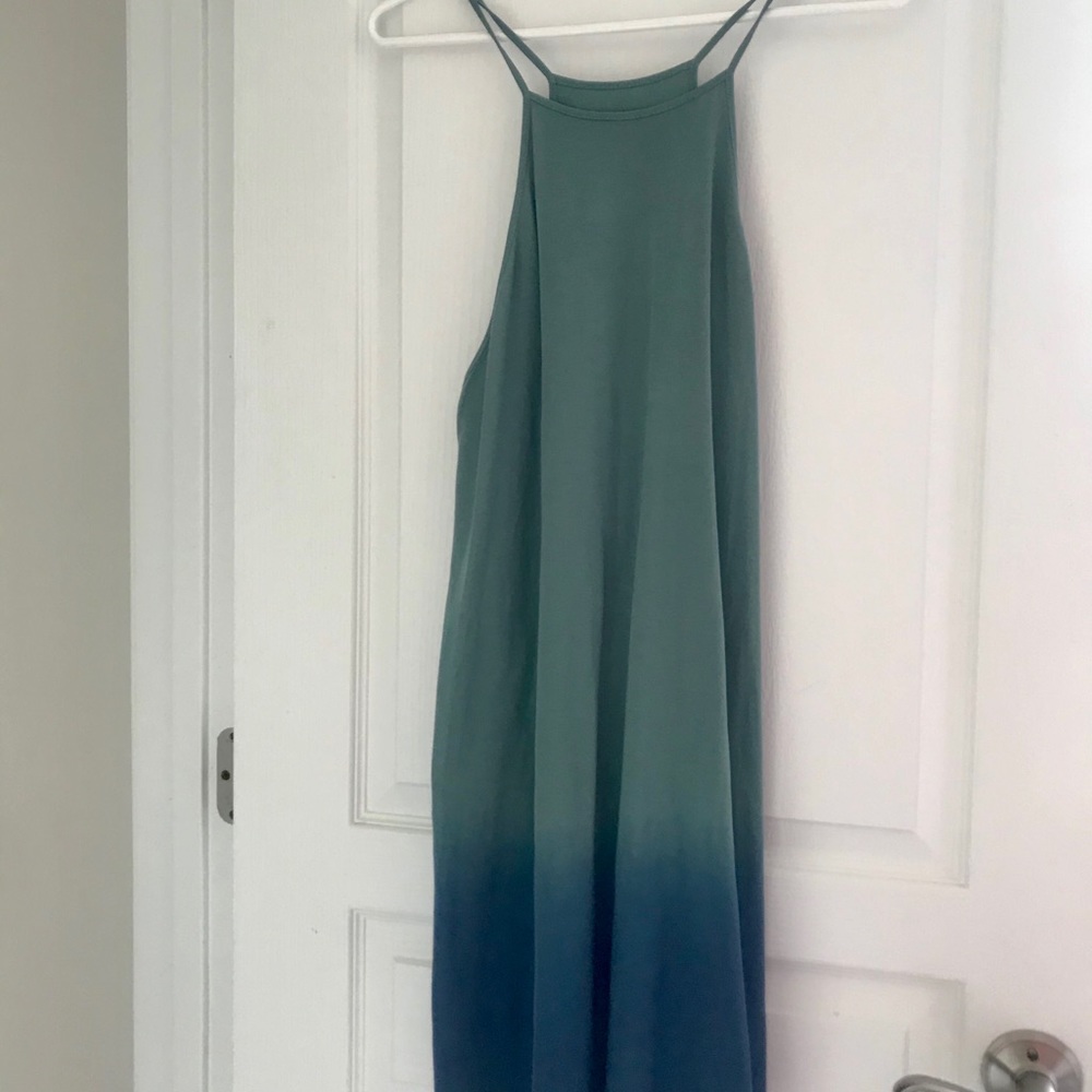 ombré green to blue midi dress